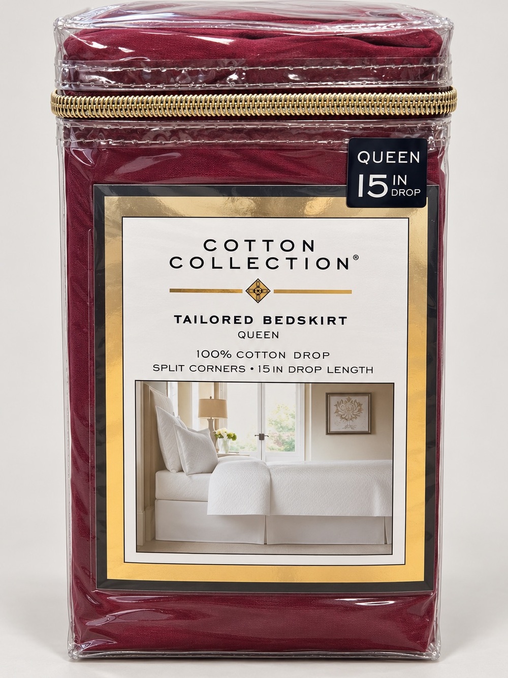 Levinsohn Cotton Collection Burgundy Tailored Bedskirt Queen King 15” Drop New